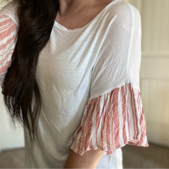 Promesa white flutter sleeve boutique top S - Picture 3 of 8